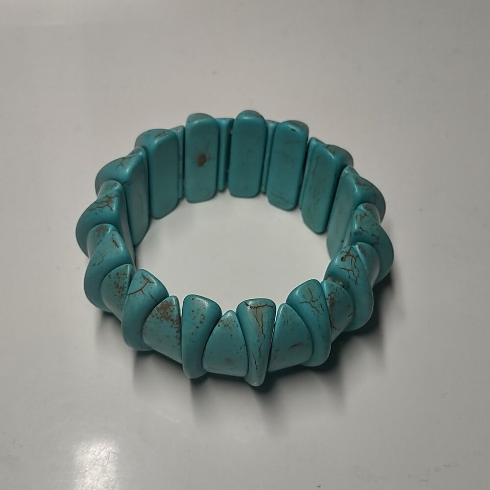 Vintage Faux Turquoise Beaded Stretch Bracelet